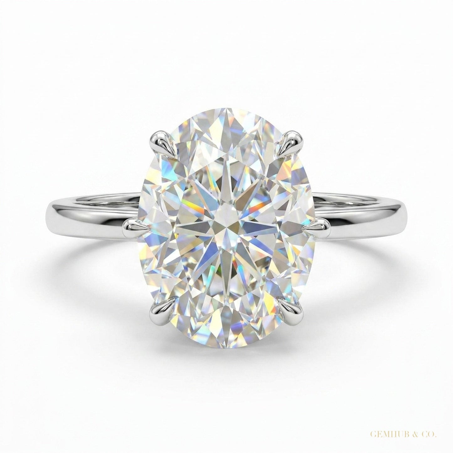 4.10 ct DEW Certified Radiant Cut White Solitaire Moissanite Ring 18K Gold Plated Verme 18K Gold Plated – white background main image