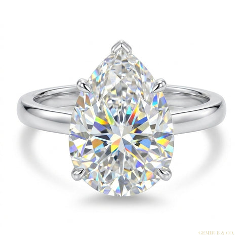 4.10 ct DEW Radiant Cut Off White Moissanite Ring in Certified Shine 18K Gold Plated Ve 18K Gold Plated – white background main image