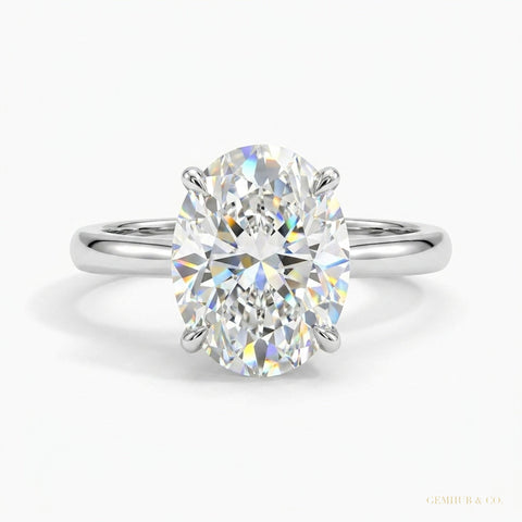 4.12 ct DEW Certified White Moissanite Solitaire Ring in – Holiday Gift 18K Gold Plated – white background main image