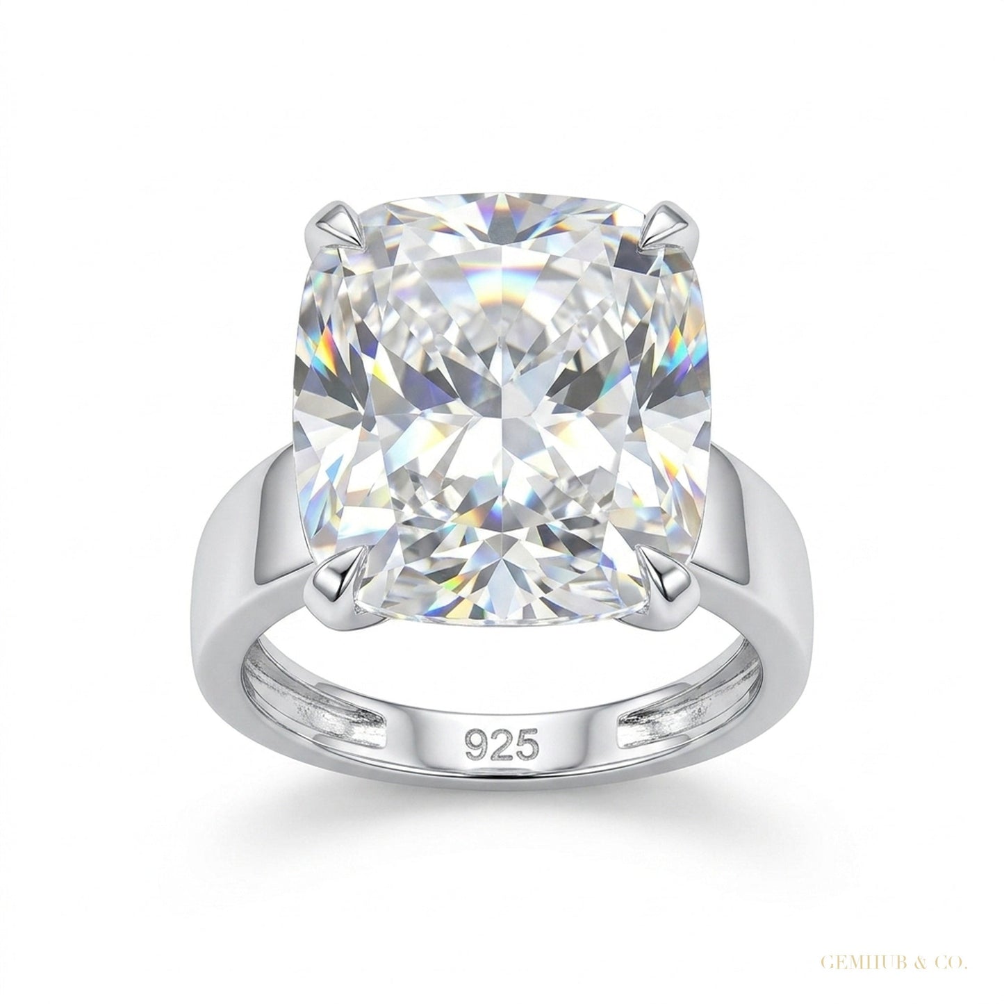 4.35 ct DEW Certified White Moissanite Ring in – Anniversary Gift for Wife 18K Gold Pla 18K Gold Plated – white background main image