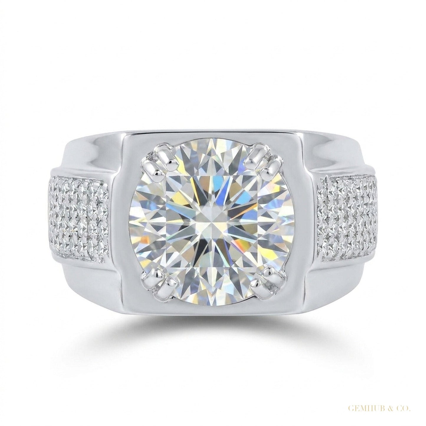 4.90 ct DEW Certified White Moissanite Ring – Wedding Jewellery in 18K Gold Plated Vermei 18K Gold Plated – white background main image
