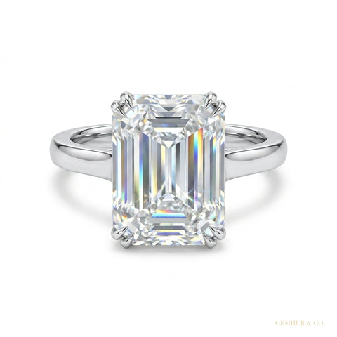 4.95 ct DEW Certified White Moissanite Solitaire Ring – Gift for Wife in 18K Gold Plate 18K Gold Plated – white background main image