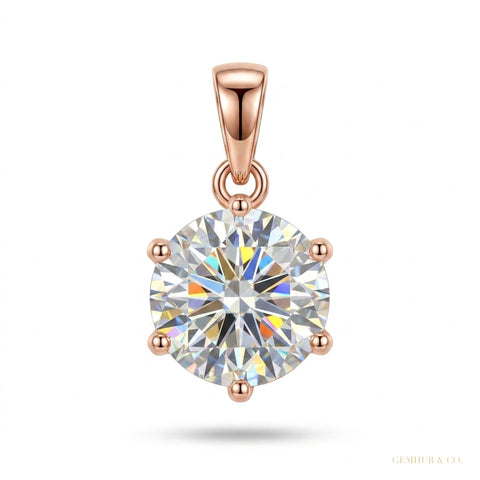 4 ct DEW Certified Moissanite Solitaire Pendant Gold Vermeil Anniversary Jewellery – white background main image