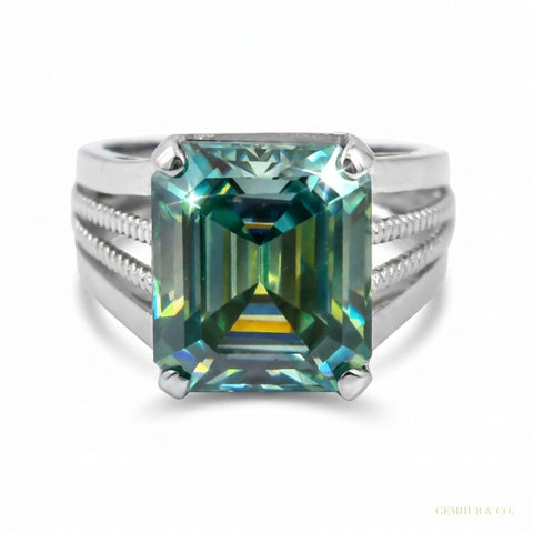40.00 ct DEW Blue Moissanite Men’s Ring Huge Gift for 4th of July Event 18K Gold Plated – white background main image