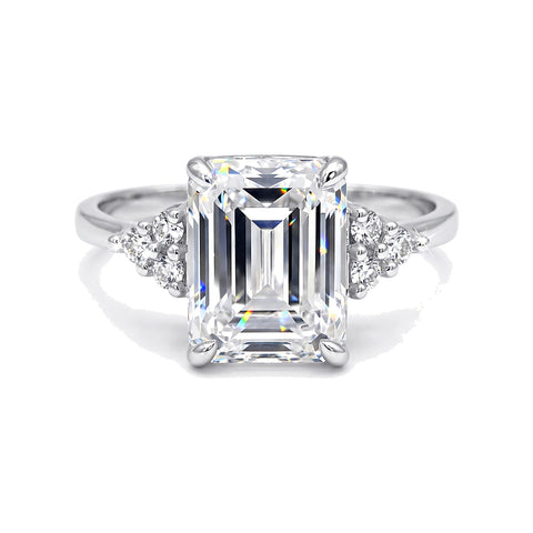 4.02 Ct Emerald Cut Lab Grown Diamond Ring — VS1 Clarity, 18k Gold Vermeil