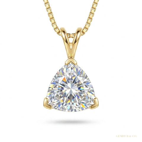 4.10 ct DEW White Moissanite Solitaire Pendant in Gold Vermeil Certified Gift – white background main image