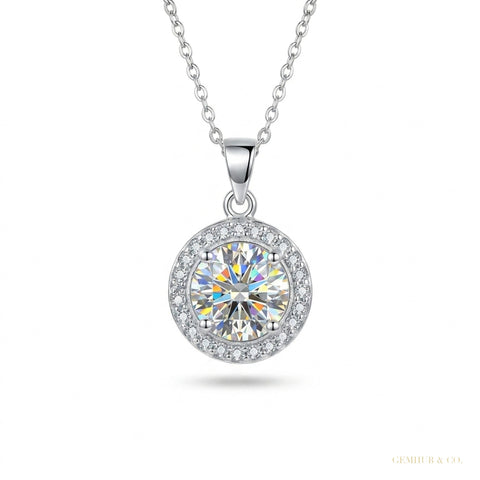 4.50 ct DEW Certified F VS1 White Moissanite Pendant in Gold Vermeil Labor Day Gift – white background main image