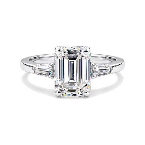 4.50 Ct Emerald Cut Lab Grown Diamond Ring — VS1 Clarity, 18k Gold Vermeil
