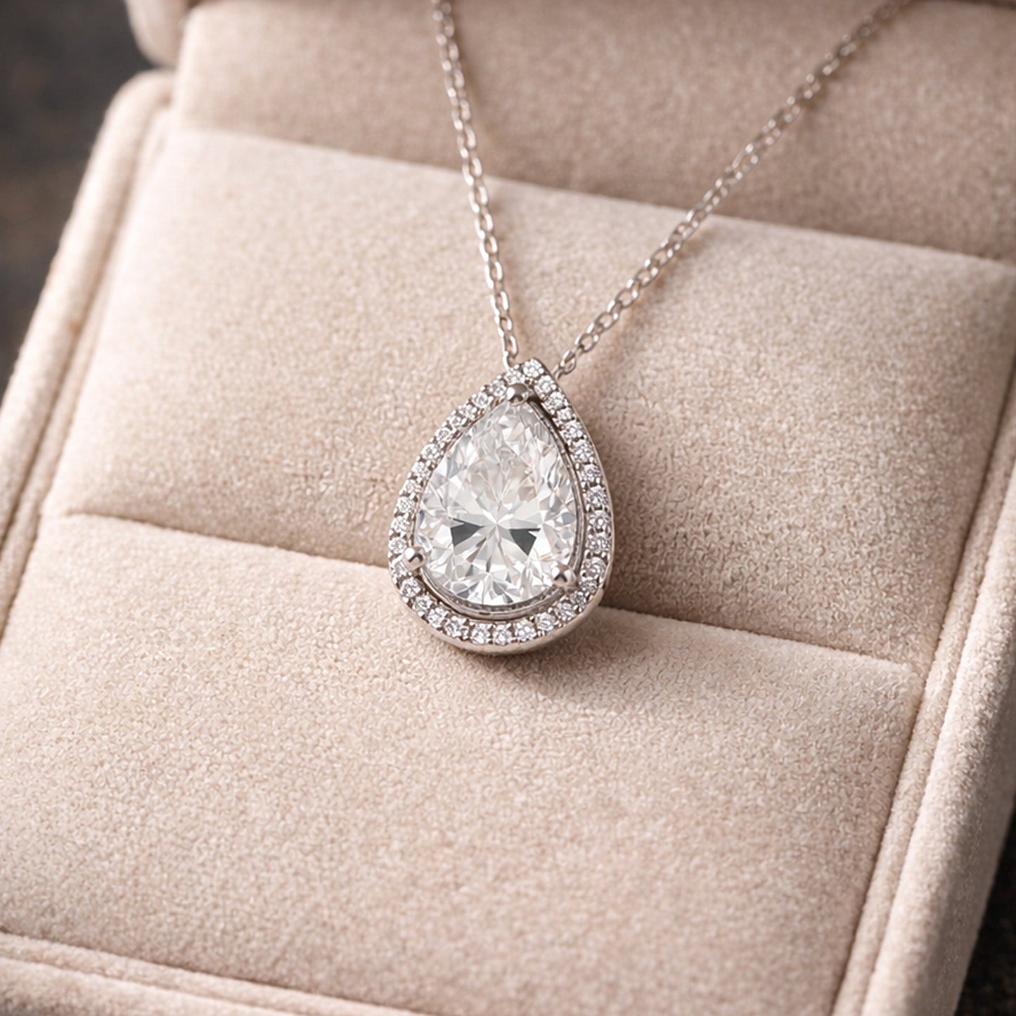25.50 ct DEW Certified White Moissanite Pendant in 925 Silver – Anniversary Gift