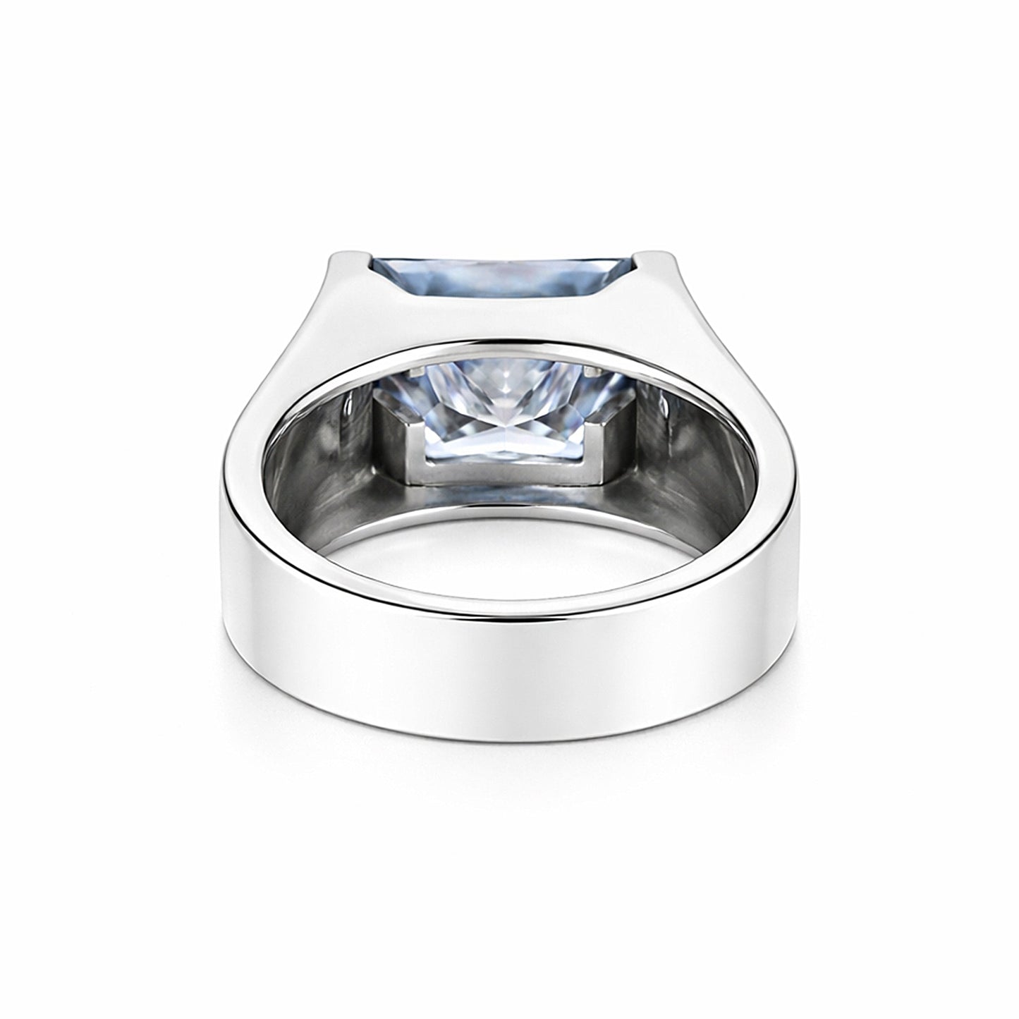 15.80 ct DEW Princess Cut Blue Moissanite Ring for Men in – Statement 18K Gold Plated V 18K Gold Plated