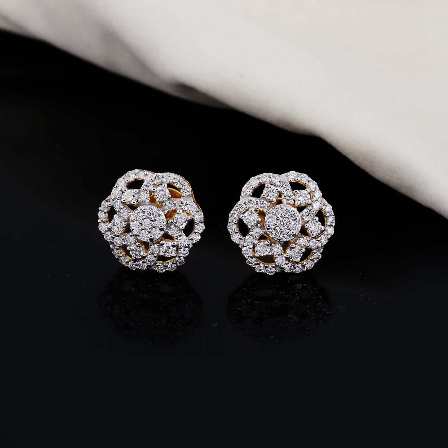 Diamond Flower Cluster Earrings