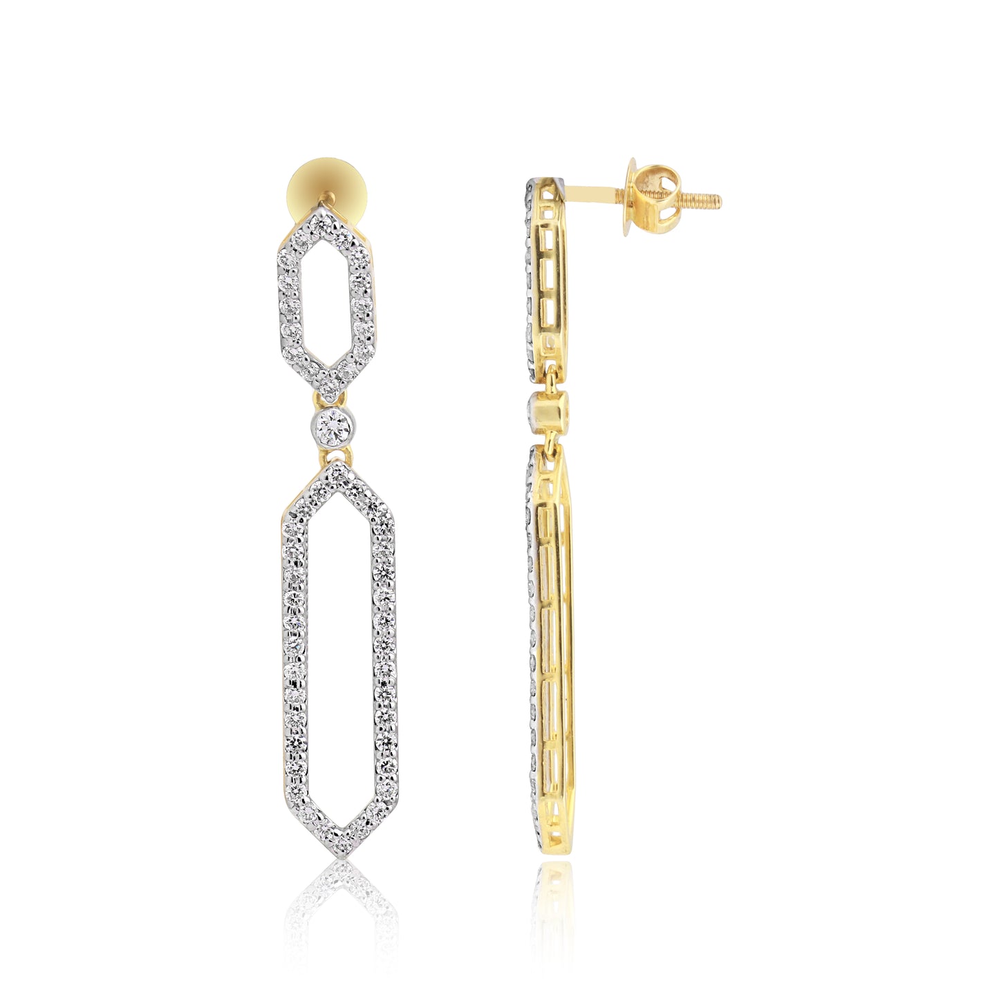 Modern Geometric Diamond Dangle Earrings