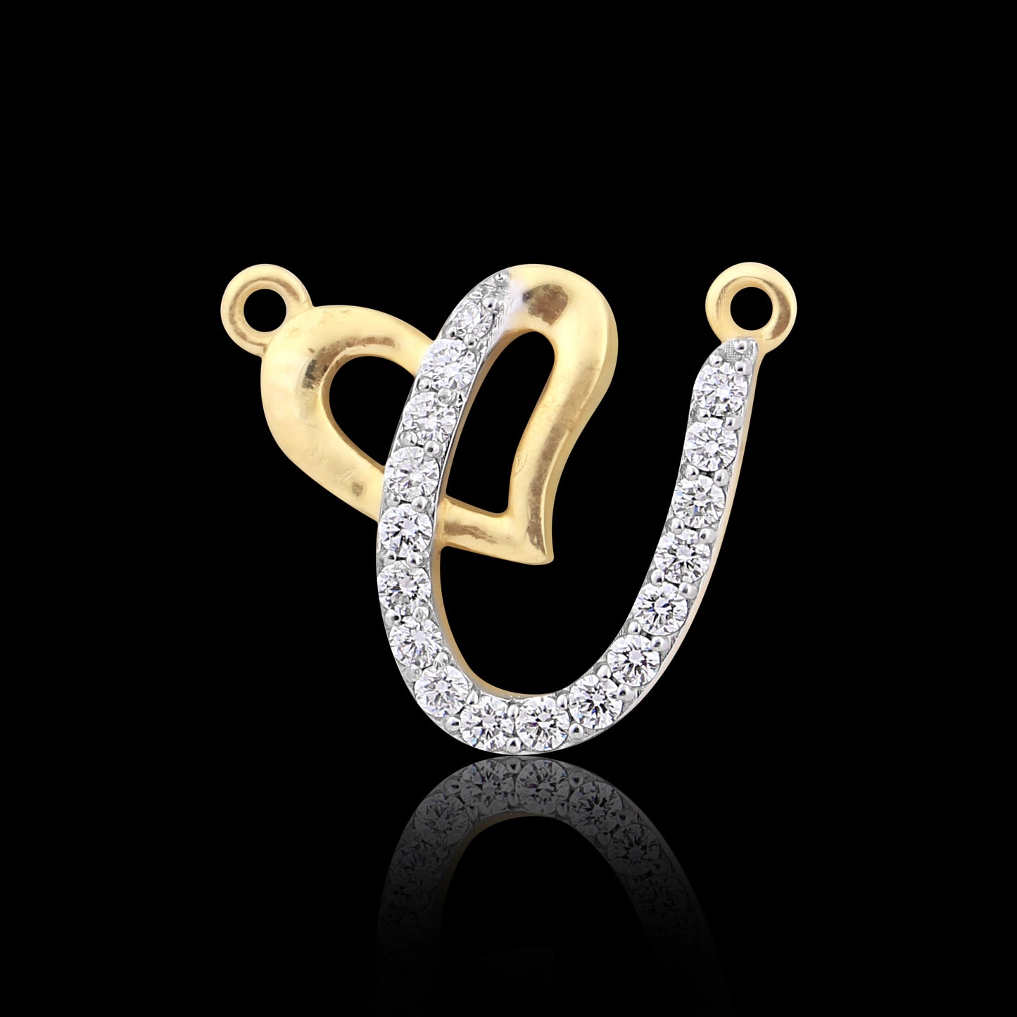 Heart & "V" Design Diamond Pendant
