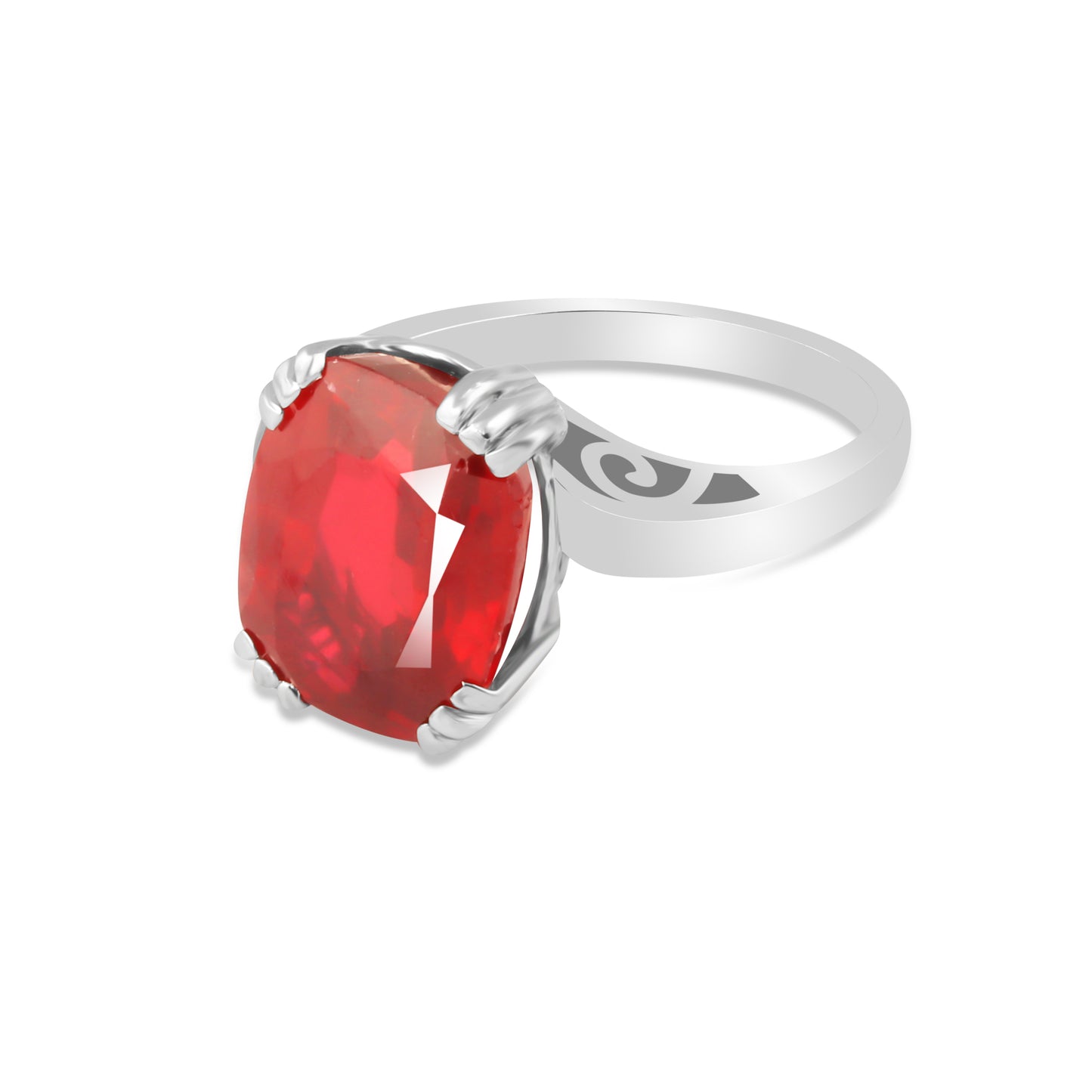 7 Ct. Certified Natural Cushion Cut Red Ruby 925 Sterling Silver Ring