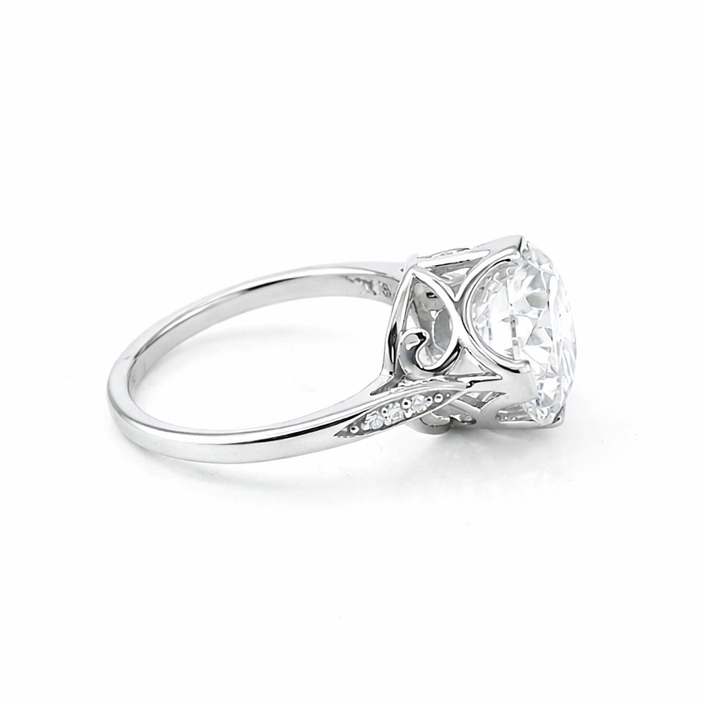 6.70ct DEW White Moissanite Round Solitaire Ring | 18K Gold Vermeil | GRA Certified