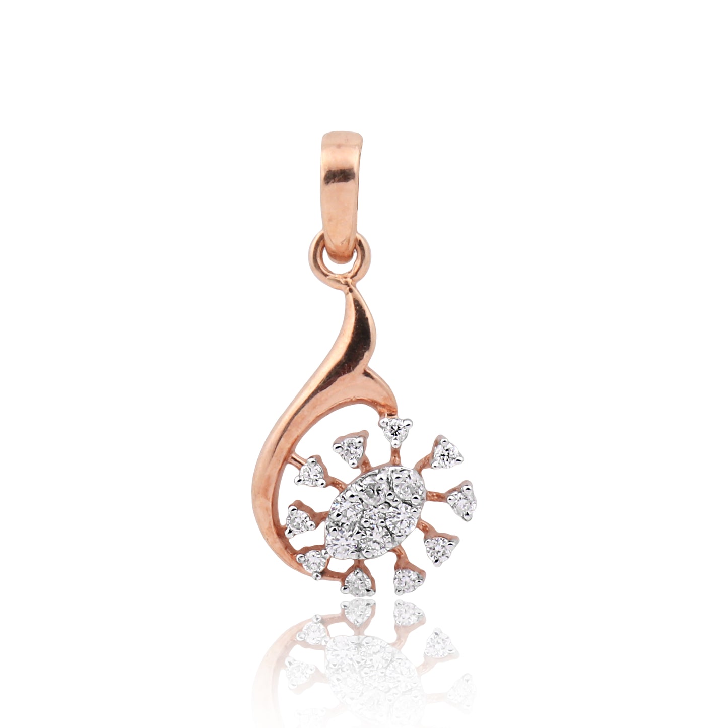 Leafdrop Bloom Rose Gold Diamond Pendant Set