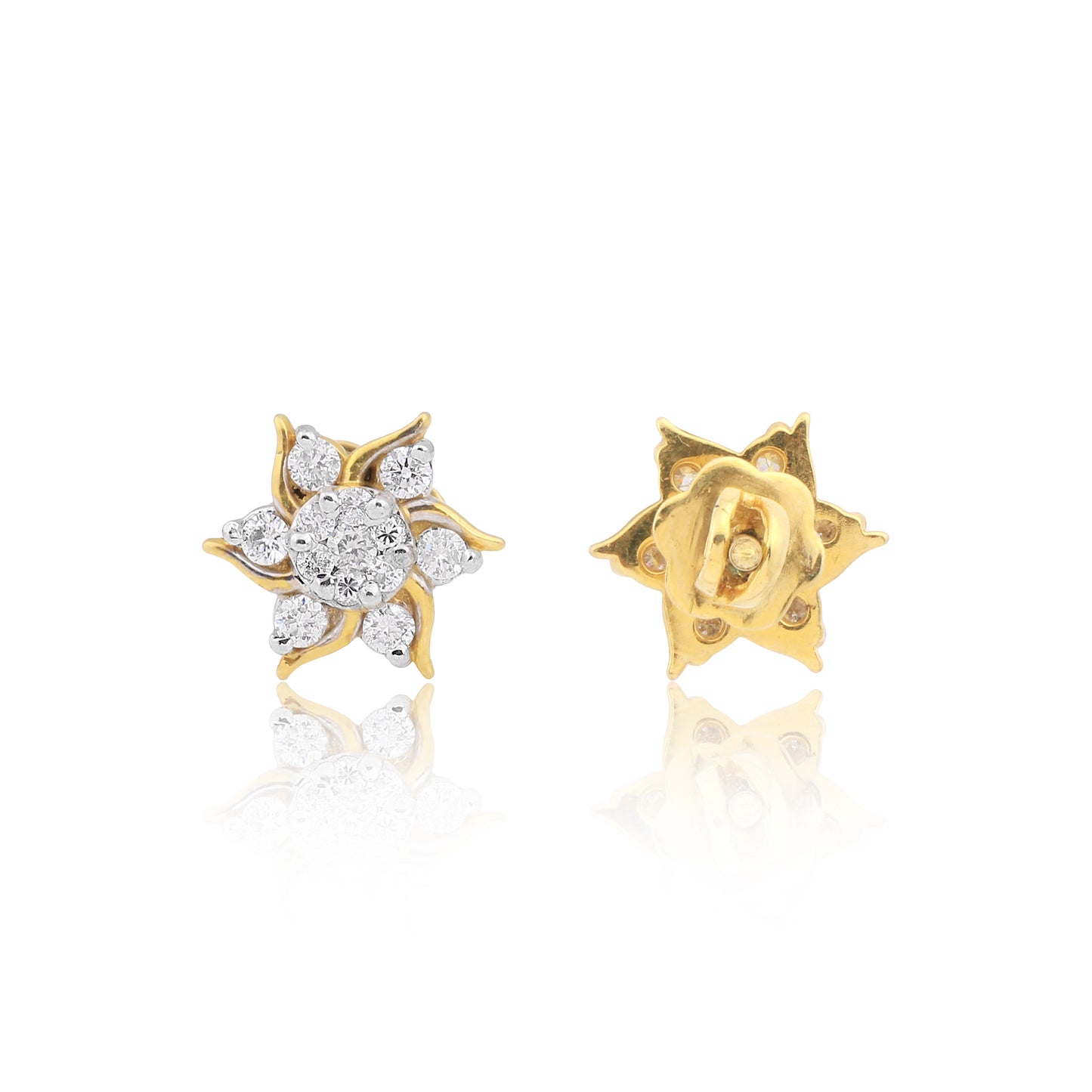 Diamond Floral Stud Earrings