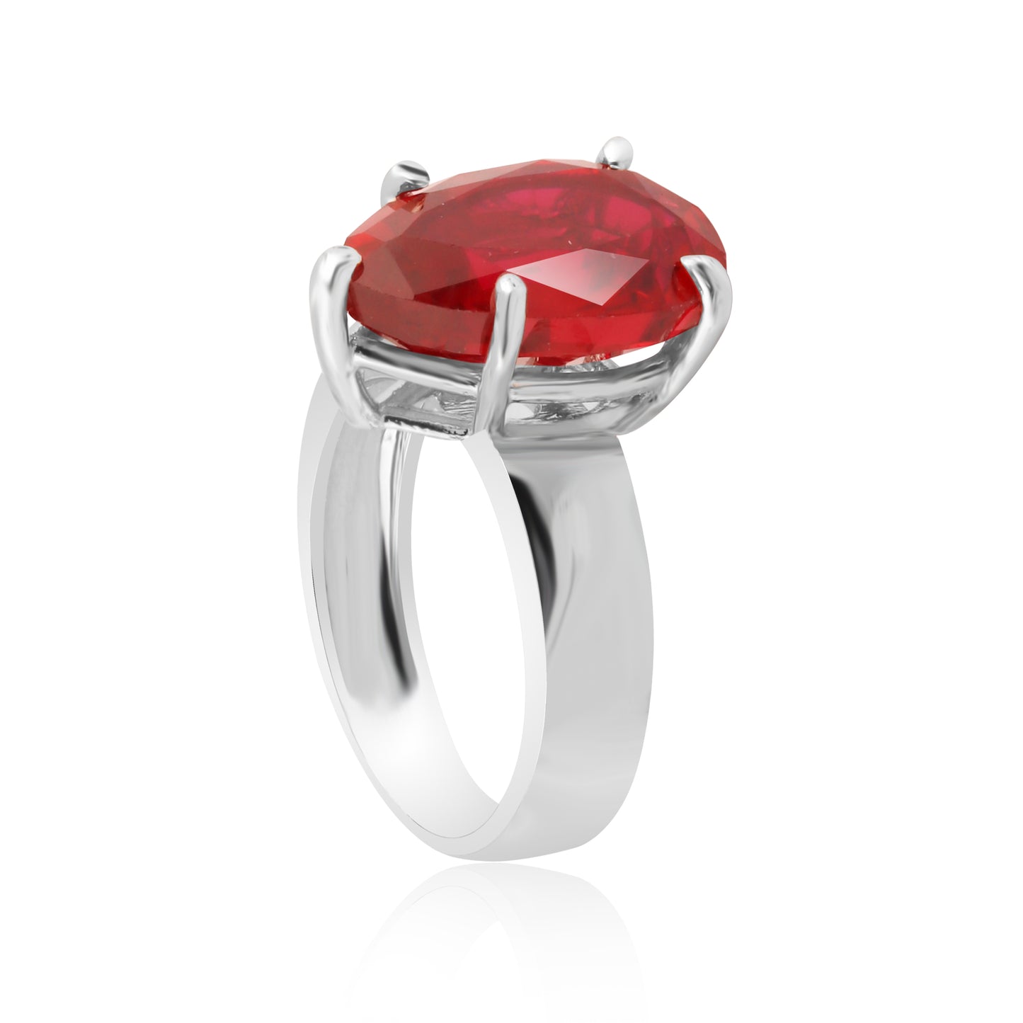 Certified Natural 5 Ct. Pear Cut Red Ruby Ring in 925 Sterling Silver