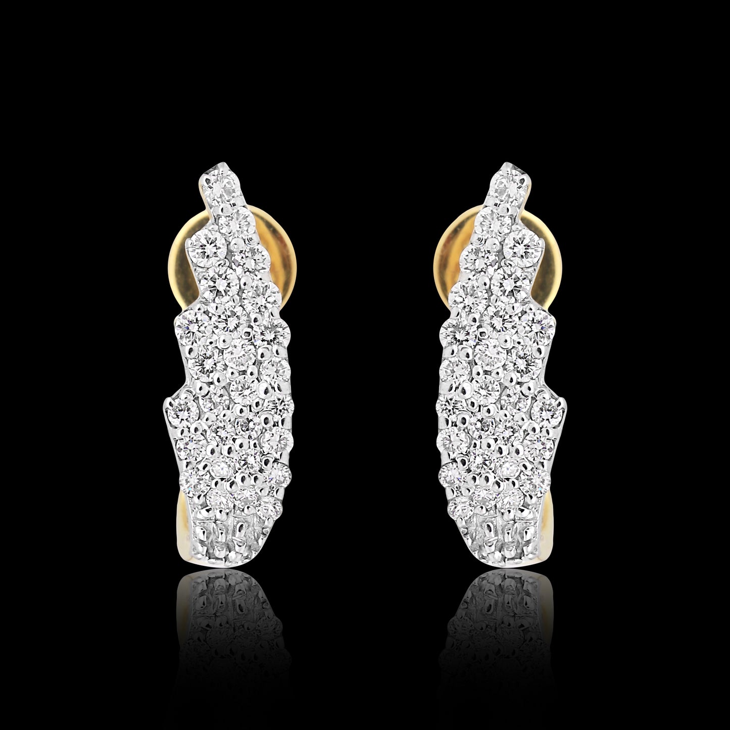 Modern Tendril Design Diamond Earrings