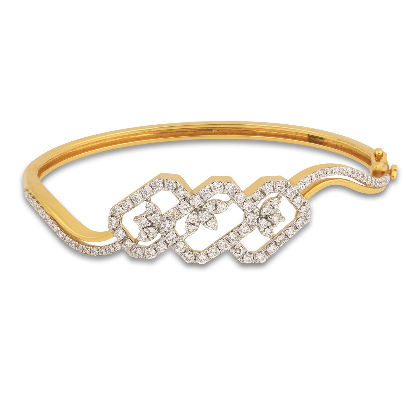 Floral Elegance Yellow Gold Diamond Bracelet
