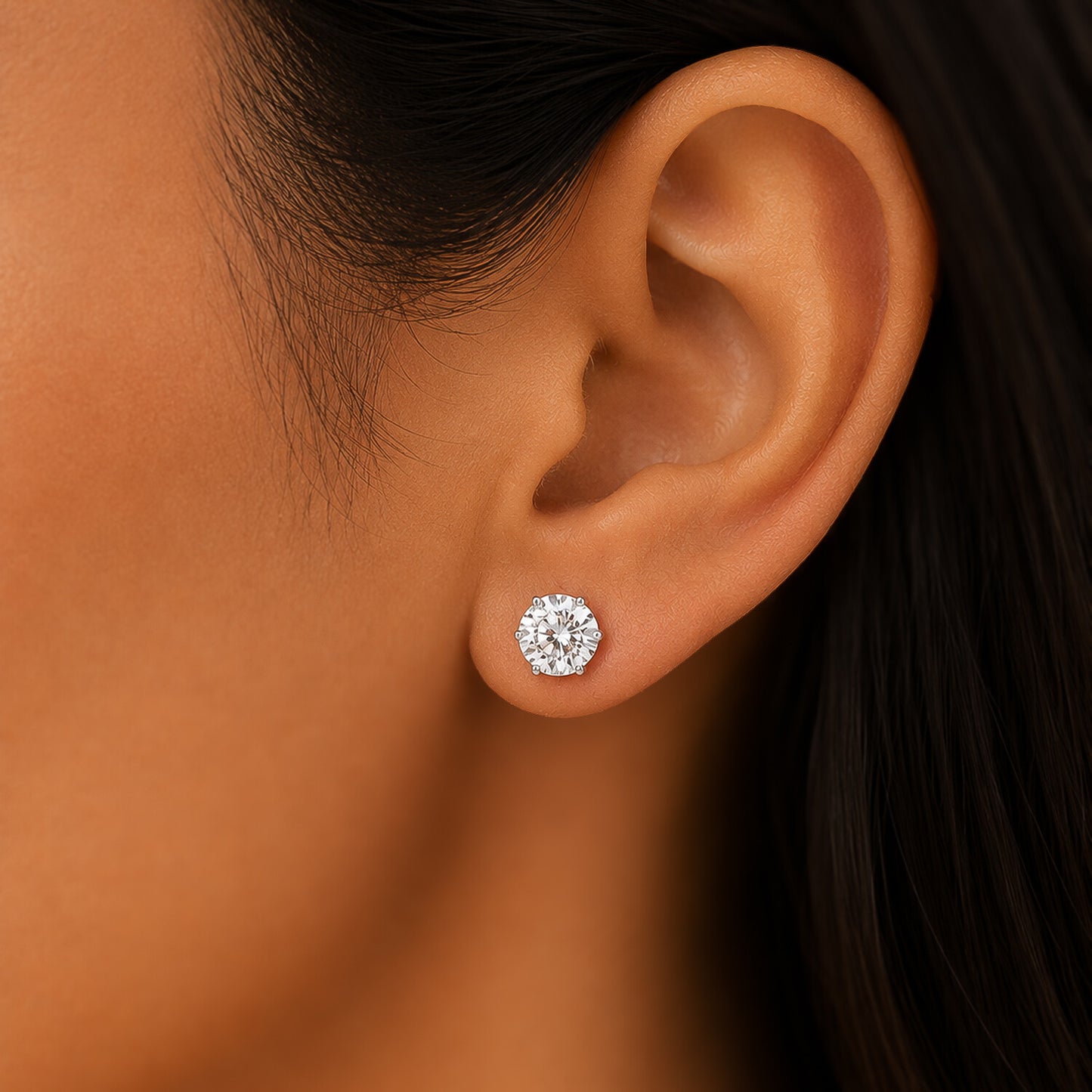 14K/18K Lab-Grown Diamond Solitaire Pear Stud Earrings