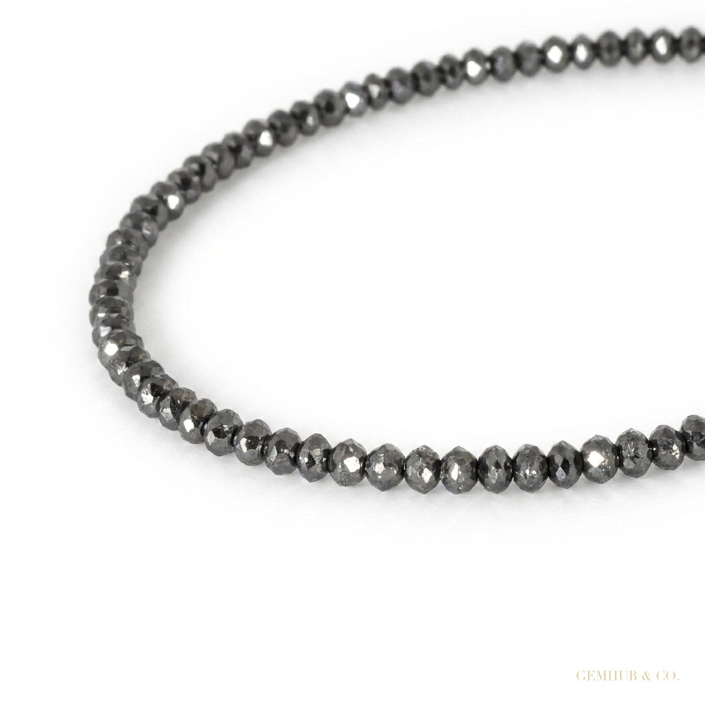 4mm Black Moissanite Bead Necklace Certified Wedding Gift Gold Vermeil – white background main image
