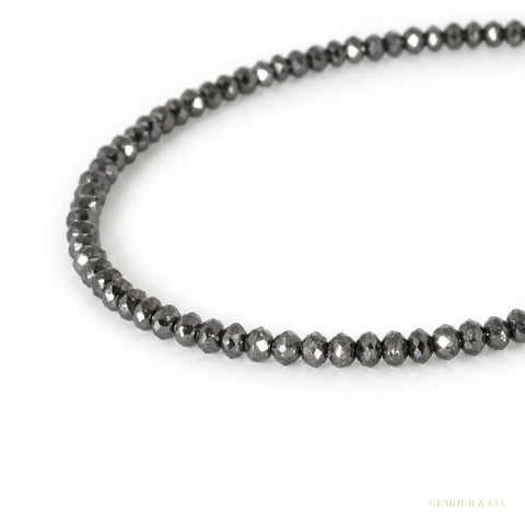 4mm Black Moissanite Bead Necklace Certified Wedding Gift Gold Vermeil – white background main image