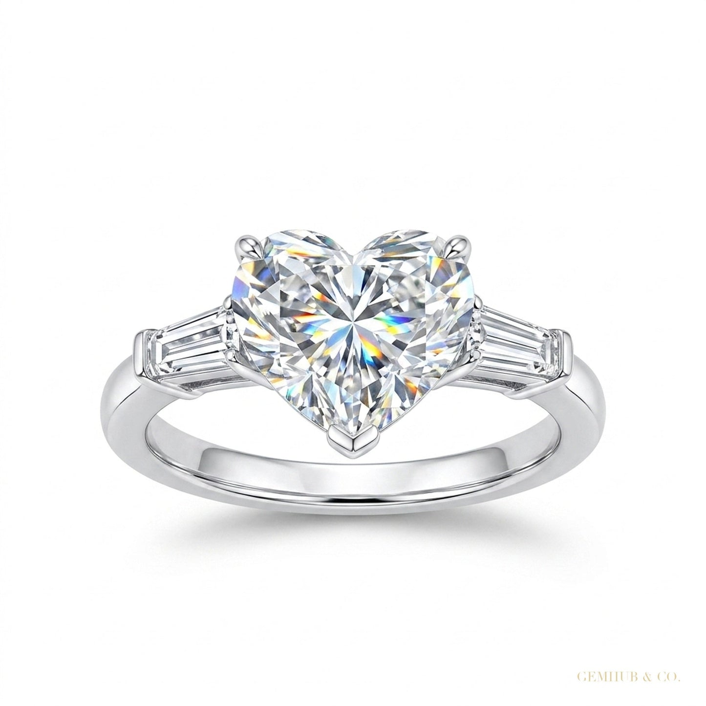5.10 ct DEW Certified Heart Cut Solitaire White Soliatire Moissanite Ring 18K Gold Plat 18K Gold Plated – white background main image