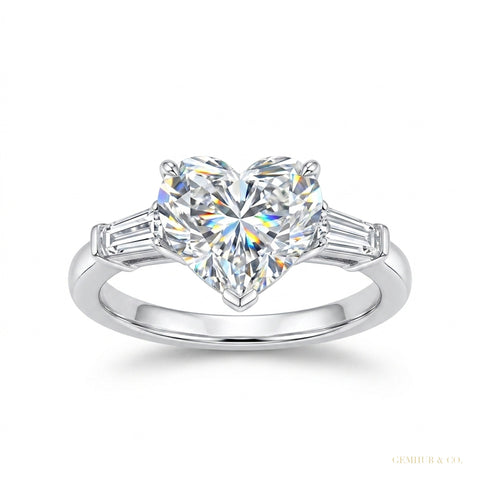 5.10 ct DEW Certified Heart Cut Solitaire White Soliatire Moissanite Ring 18K Gold Plat 18K Gold Plated – white background main image