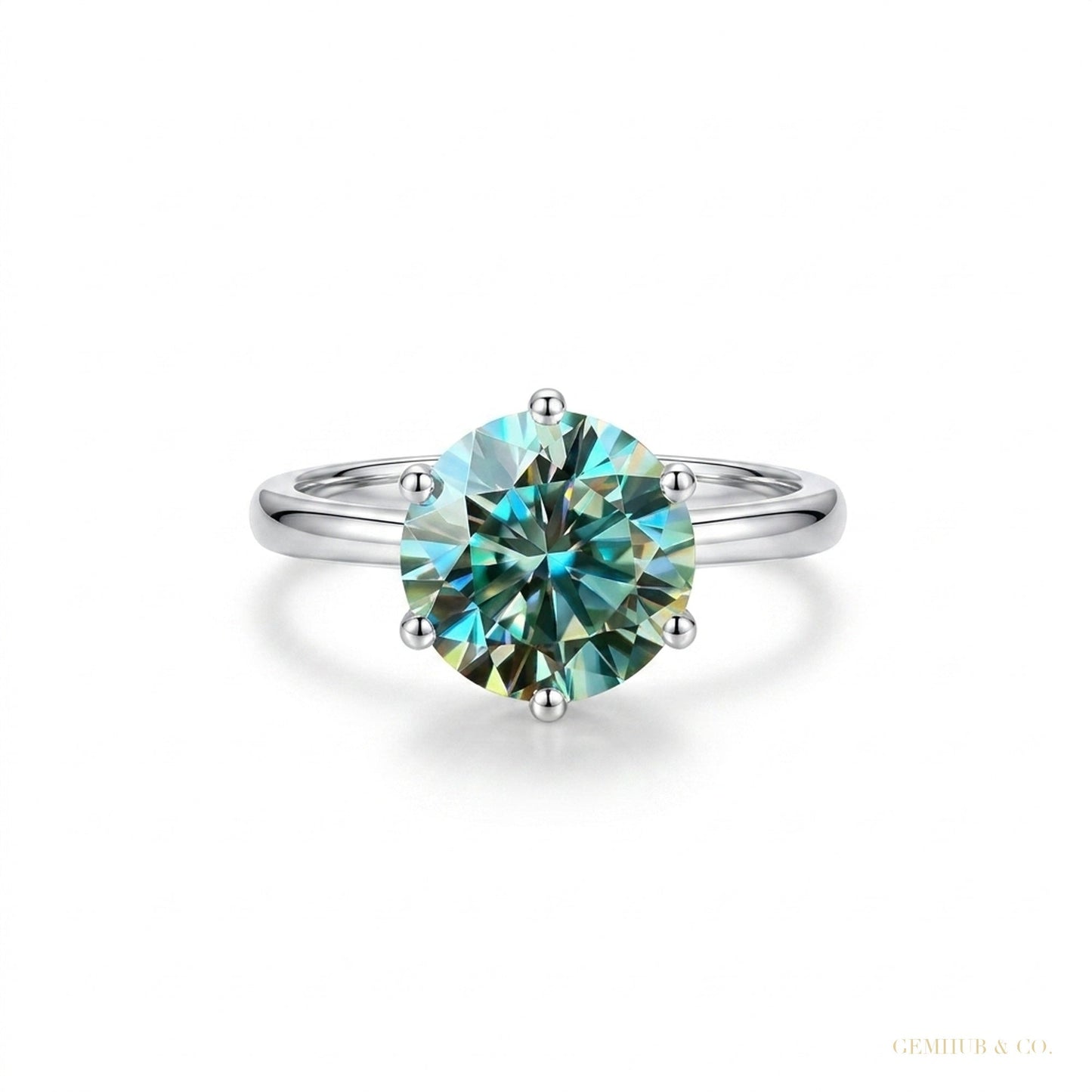 5.60 ct DEW Blue Moissanite Solitaire Ring Sparkling Gift for Anniversary 18K Gold Plat 18K Gold Plated – white background main image