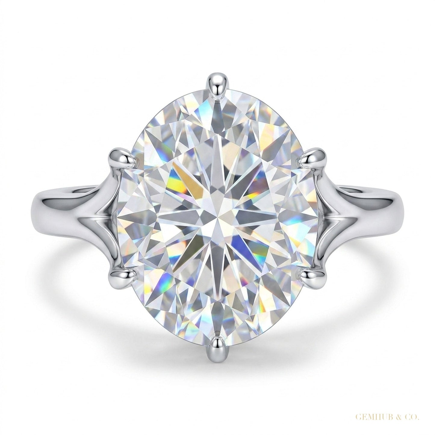 5.85 ct DEW Certified Cushion Cut White Solitaire Moissanite Ring 18K Gold Plated Verme 18K Gold Plated – white background main image