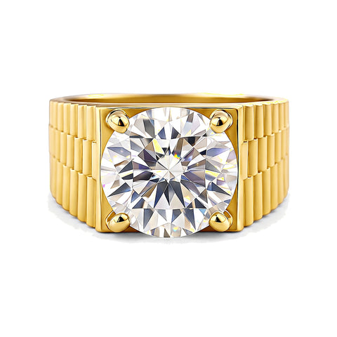 5.00 Ct Round Cut Lab Grown Diamond Ring — VS1 Clarity, 18k Gold Vermeil