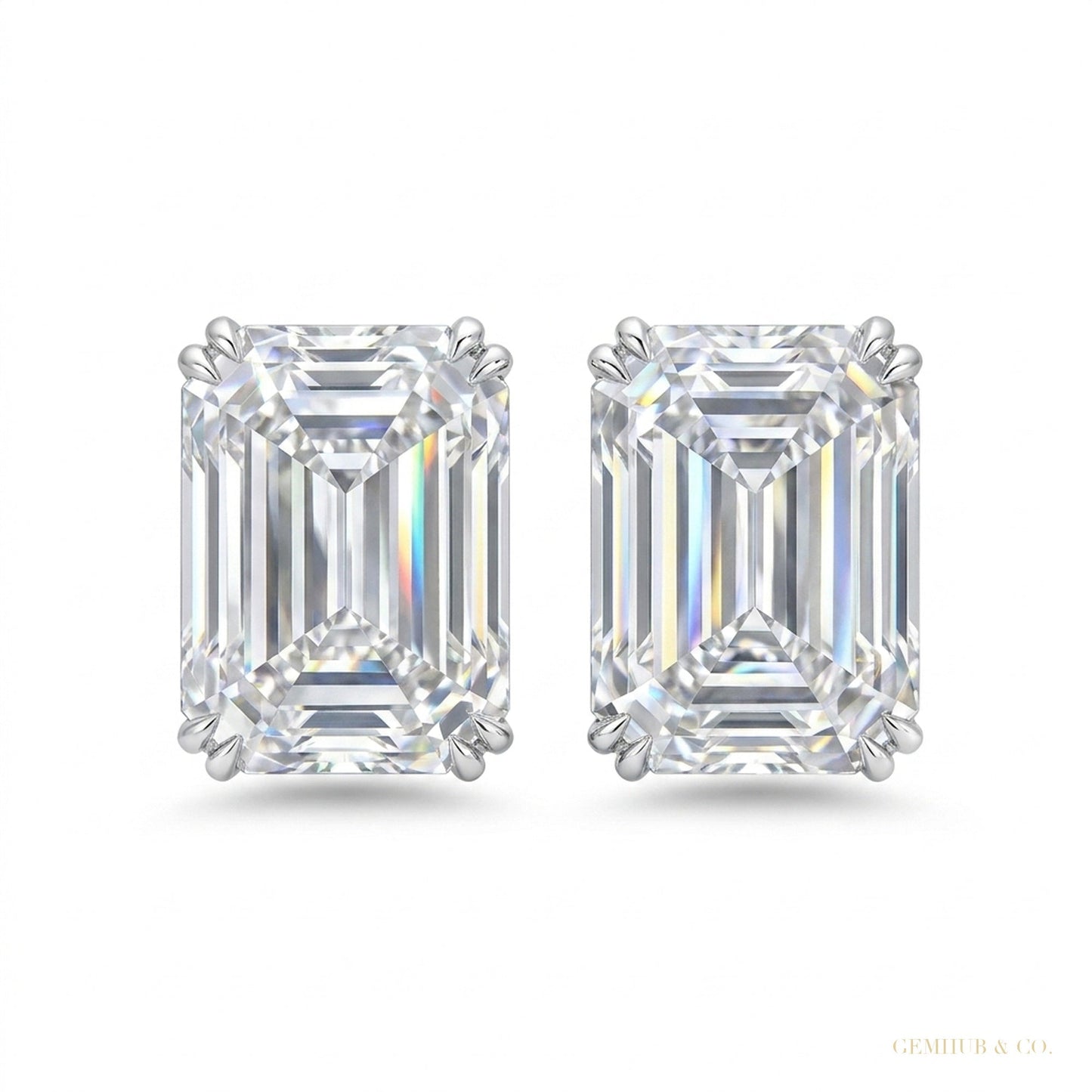5.00 ct DEW White Moissanite Solitaire Studs In Gold Vermeil For Girls – white background main image