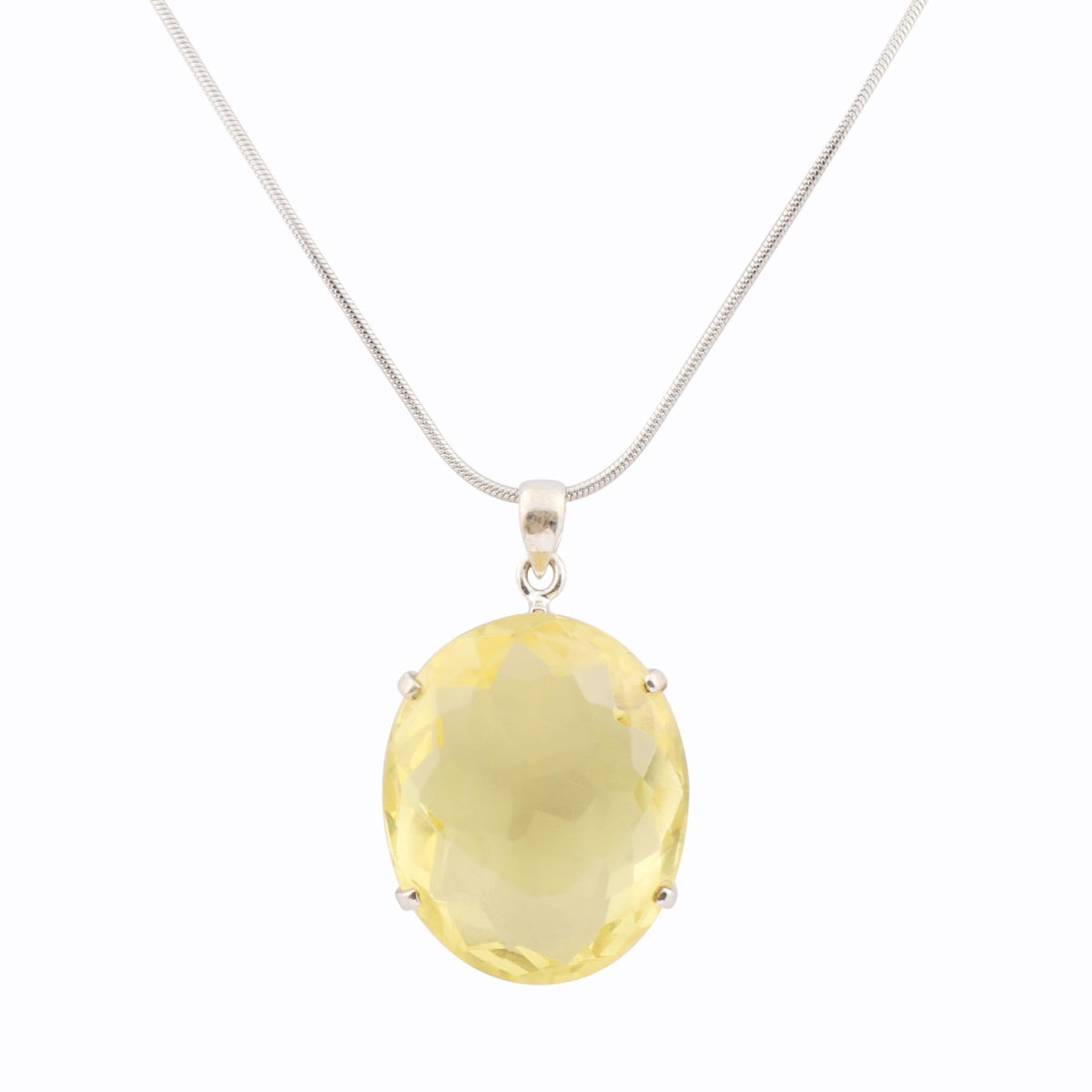 GEMHUB Yellow Citrine Oval 75 Ct natural gemstone pendant in 925 sterling silver