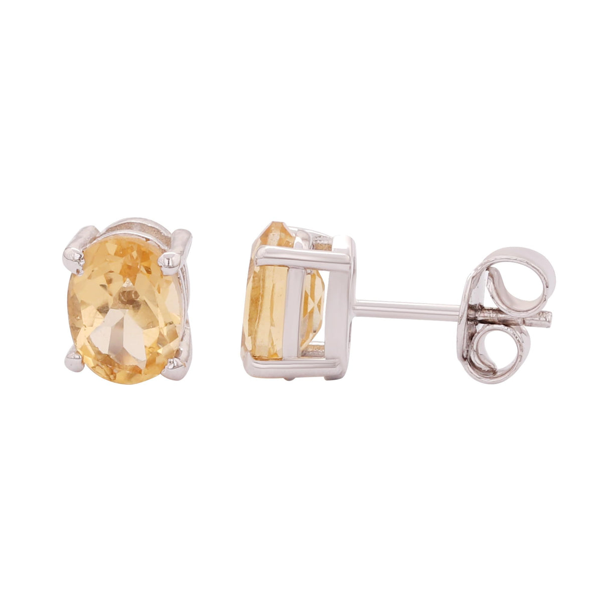 GEMHUB 925 Sterling Silver Gemstone Stud Earrings - Yellow Citrine 5.40 Ct