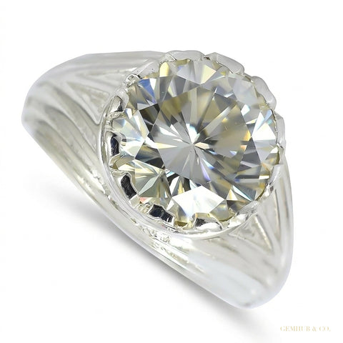 5.30 ct DEW Certified Round Cut White Moissanite Solitaire Ring Gold Vermeil – white background main image