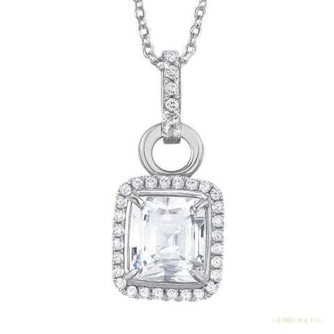 Moissanite 5.40 ct DEW Certified Moisanite Pendant Accents Back to School Jewellery Gold Vermeil – white background main image