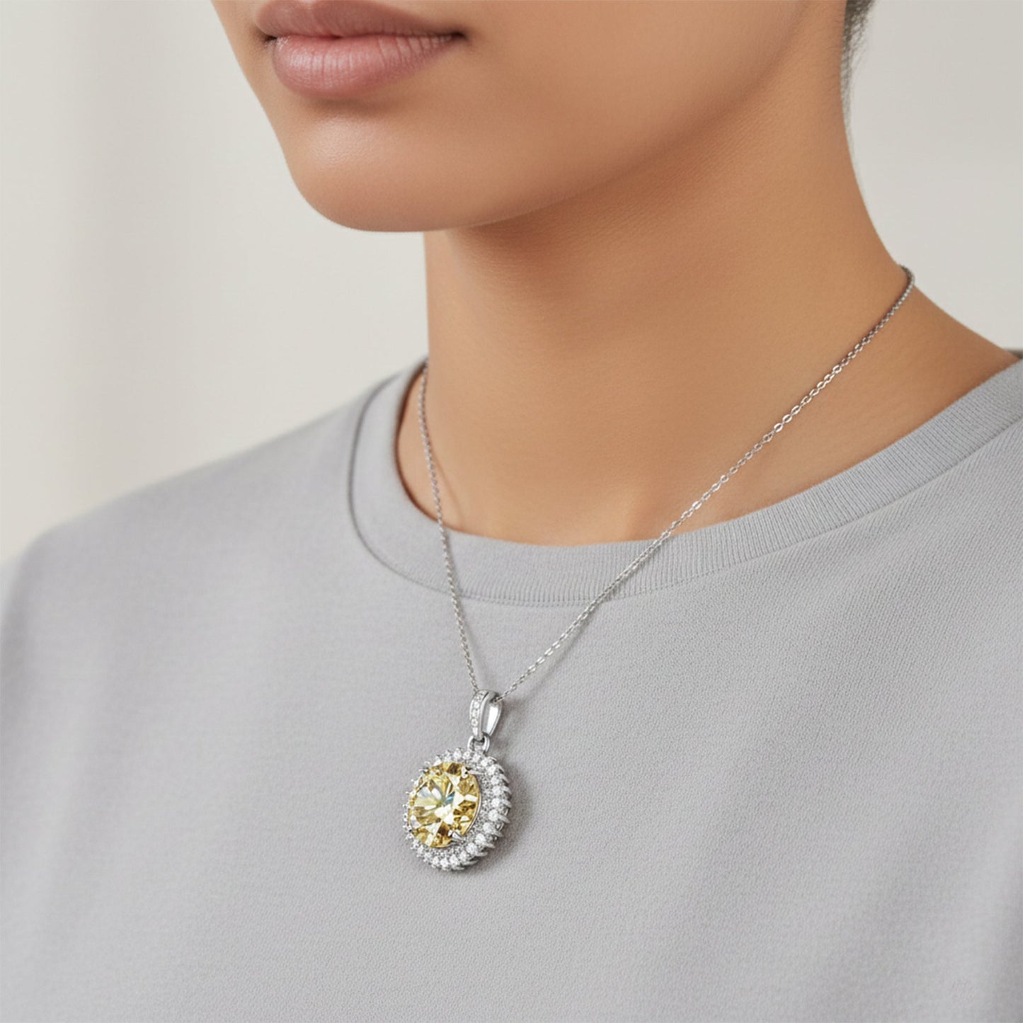 10.50 ct DEW Champagne Moissanite Pendant Gold Vermeil Certified for Festive Gift