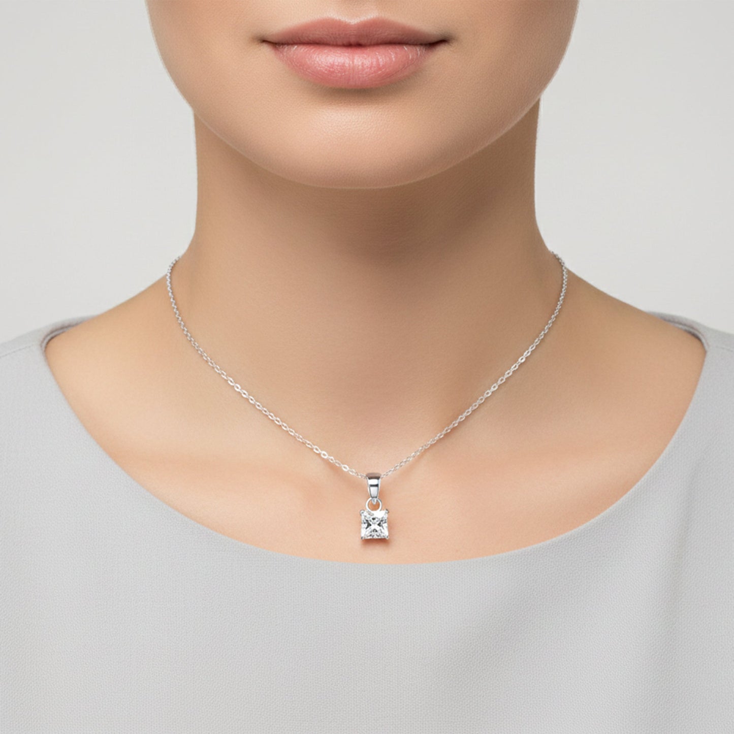4.00 ct DEW Princess Cut Certified Moissanite Pendant Gold Vermeil Holiday Jewellery