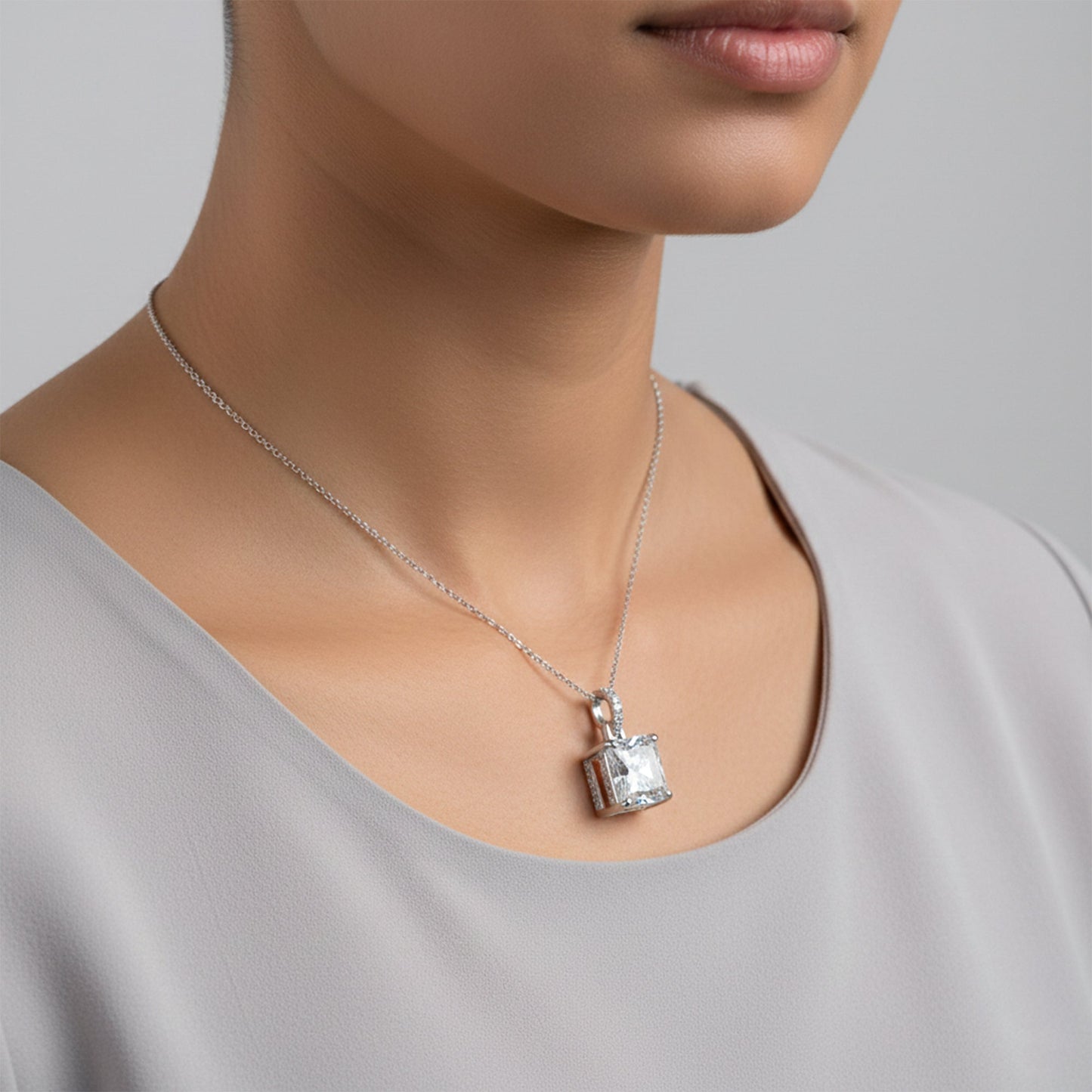 12.50 ct DEW EGL Certified Moissanite Pendant in Gold Vermeil – Back to School Gift