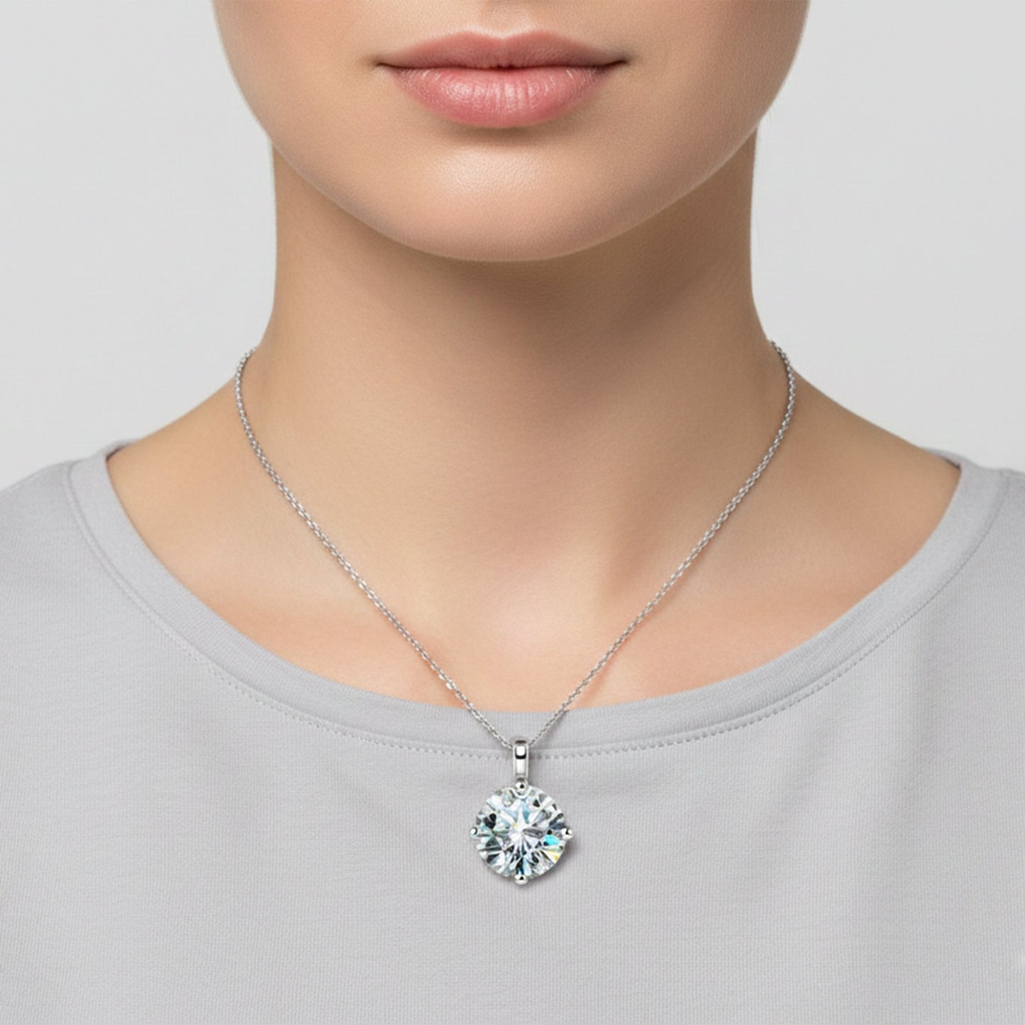 4.20 ct DEW Certified Moissanite Pendant in Gold Vermeil Ideal Gift
