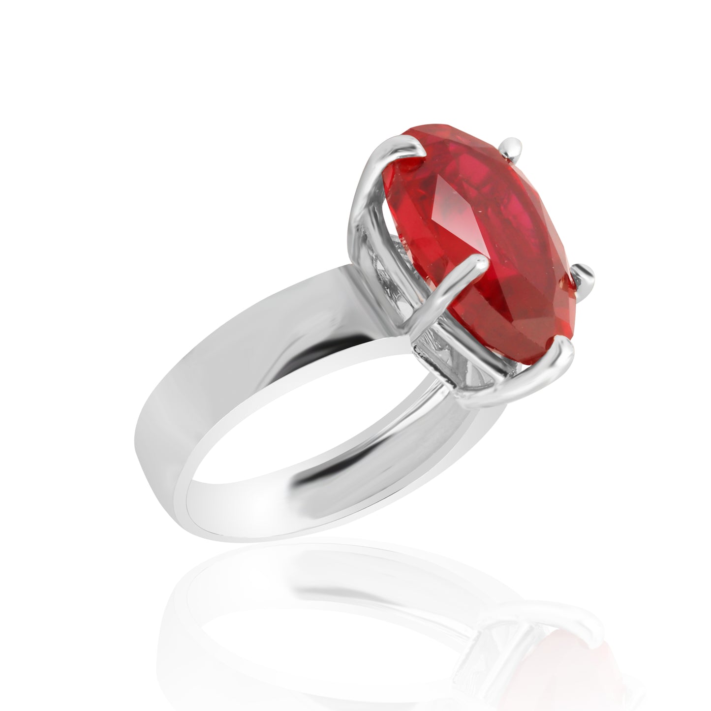 Certified Natural 5 Ct. Pear Cut Red Ruby Ring in 925 Sterling Silver