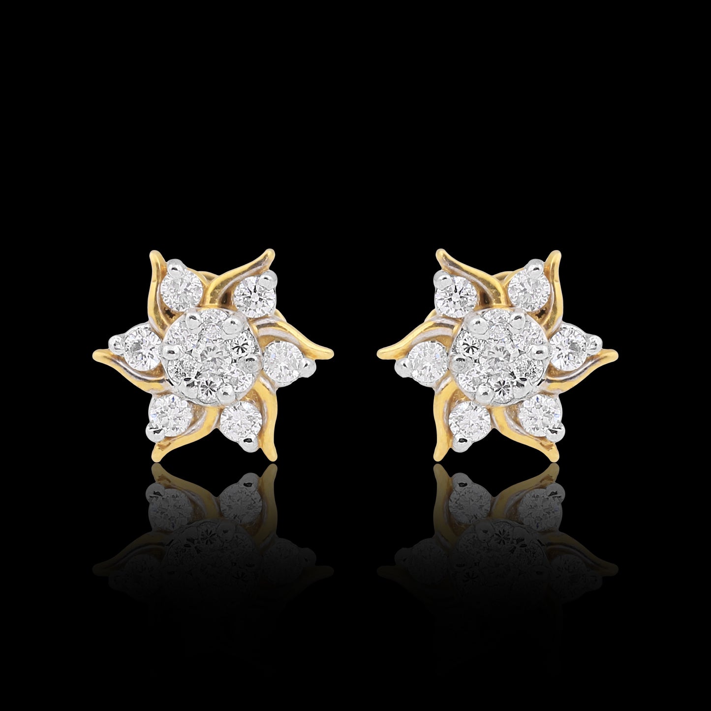 Diamond Floral Stud Earrings