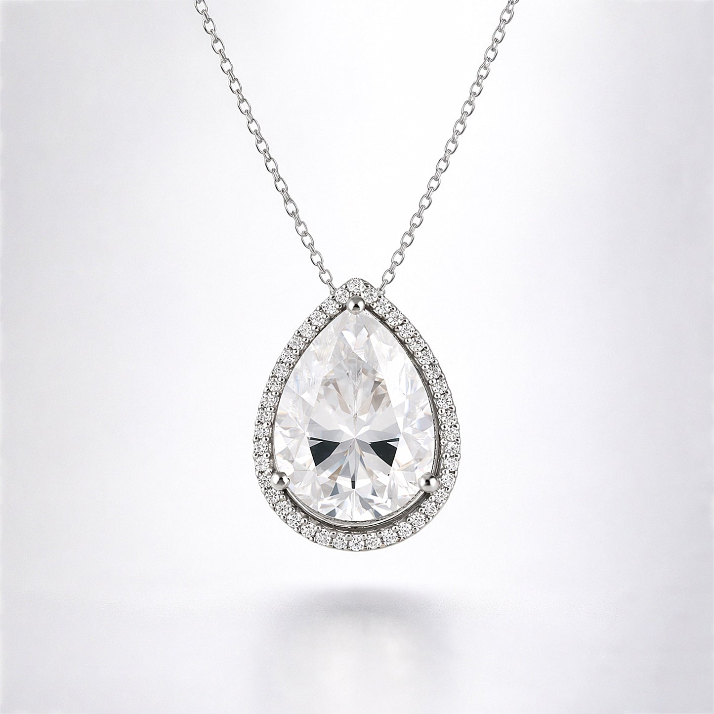 25.50 ct DEW Certified White Moissanite Pendant in 925 Silver – Anniversary Gift