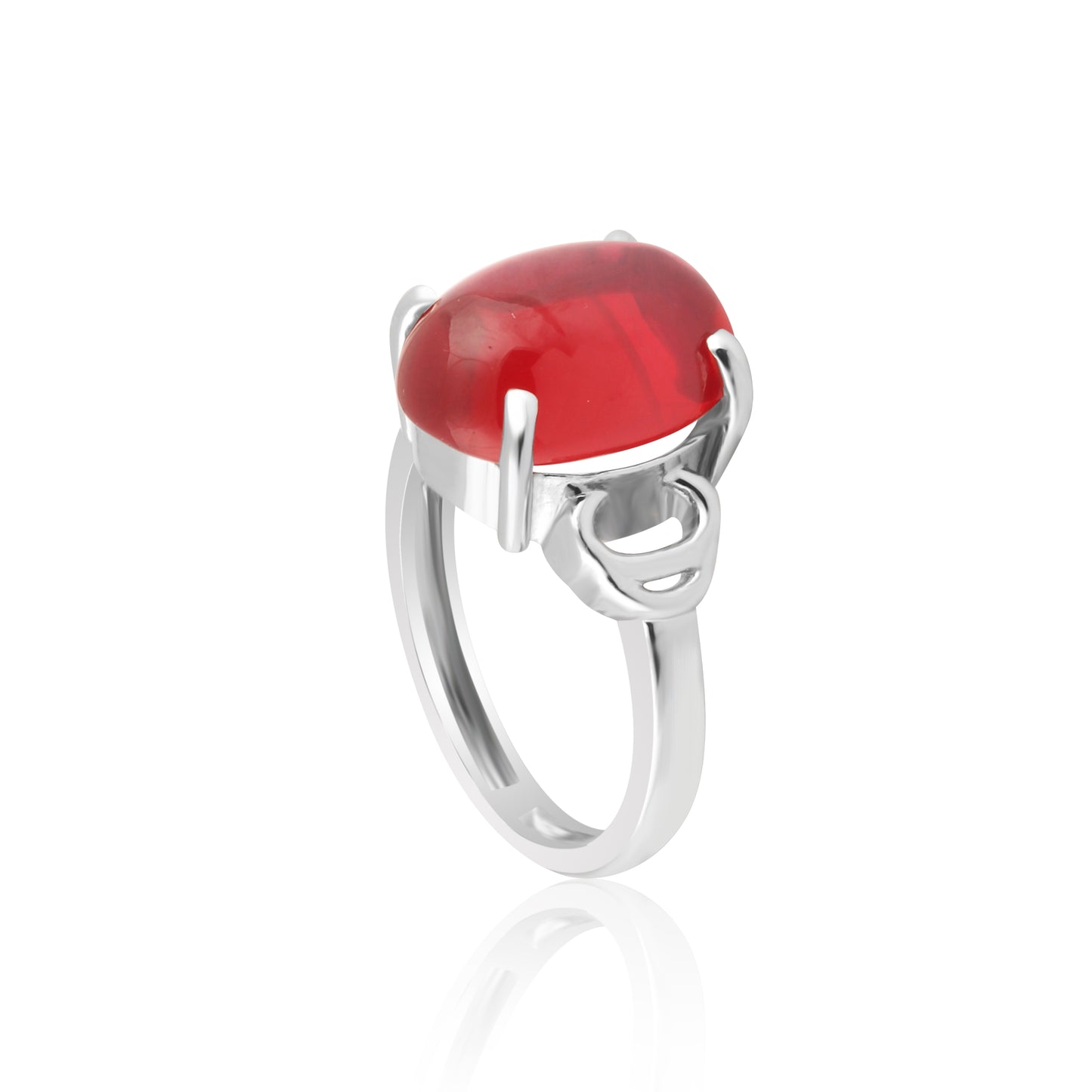 Certified 6 Ct. Natural Oval Shape 6 Rays Red Star Ruby Ring in 925 Sterling Silver
