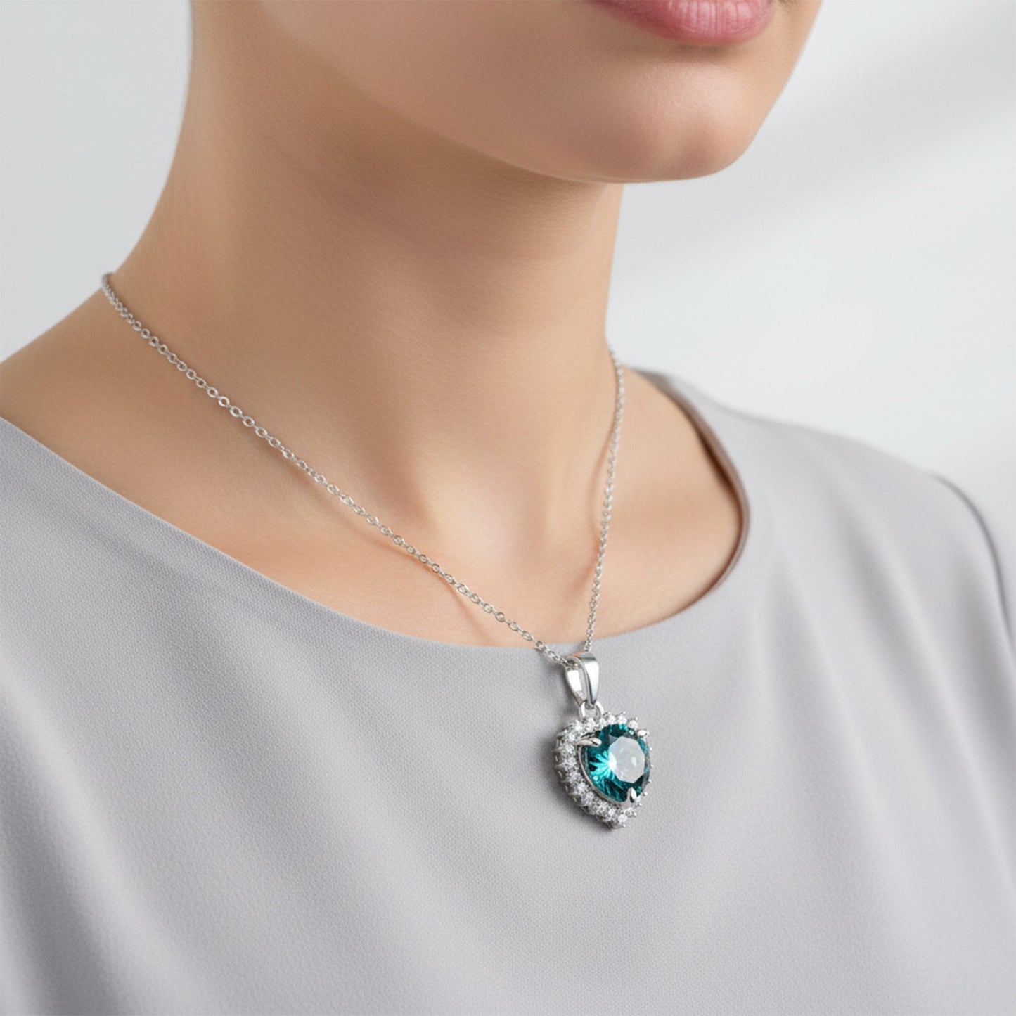 4.85 ct DEW Blue Moissanite Pendant in Gold Vermeil Certified for Holiday Jewellery