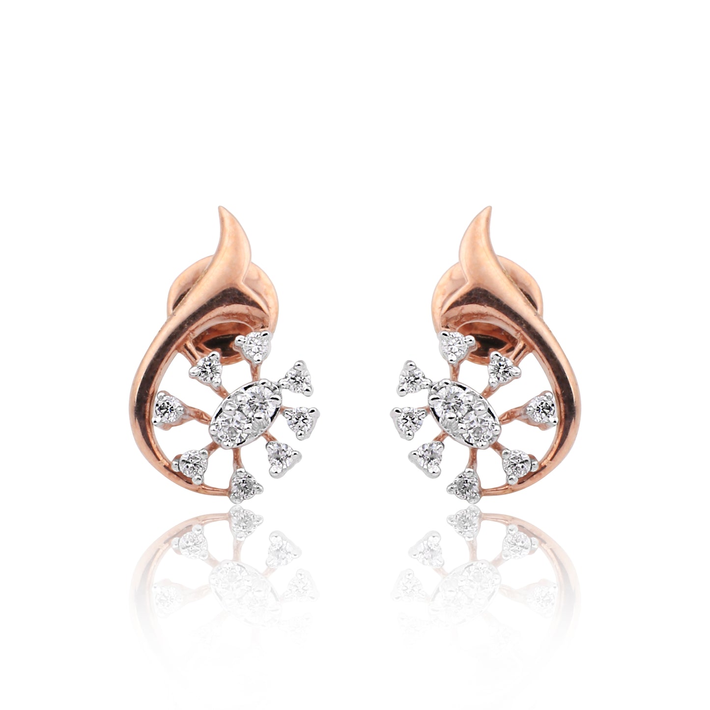 Leafdrop Bloom Rose Gold Diamond Pendant Set