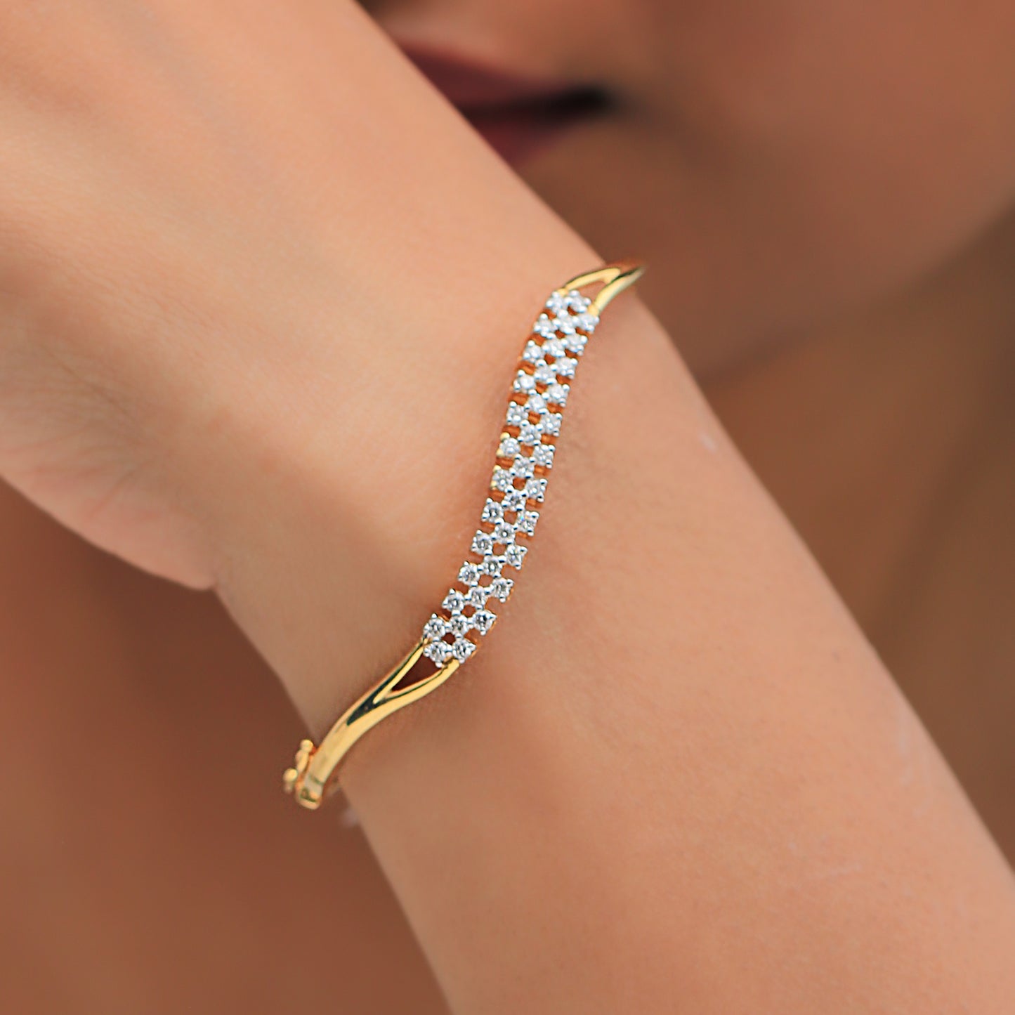 Elegant Twin Row Diamond Bangle