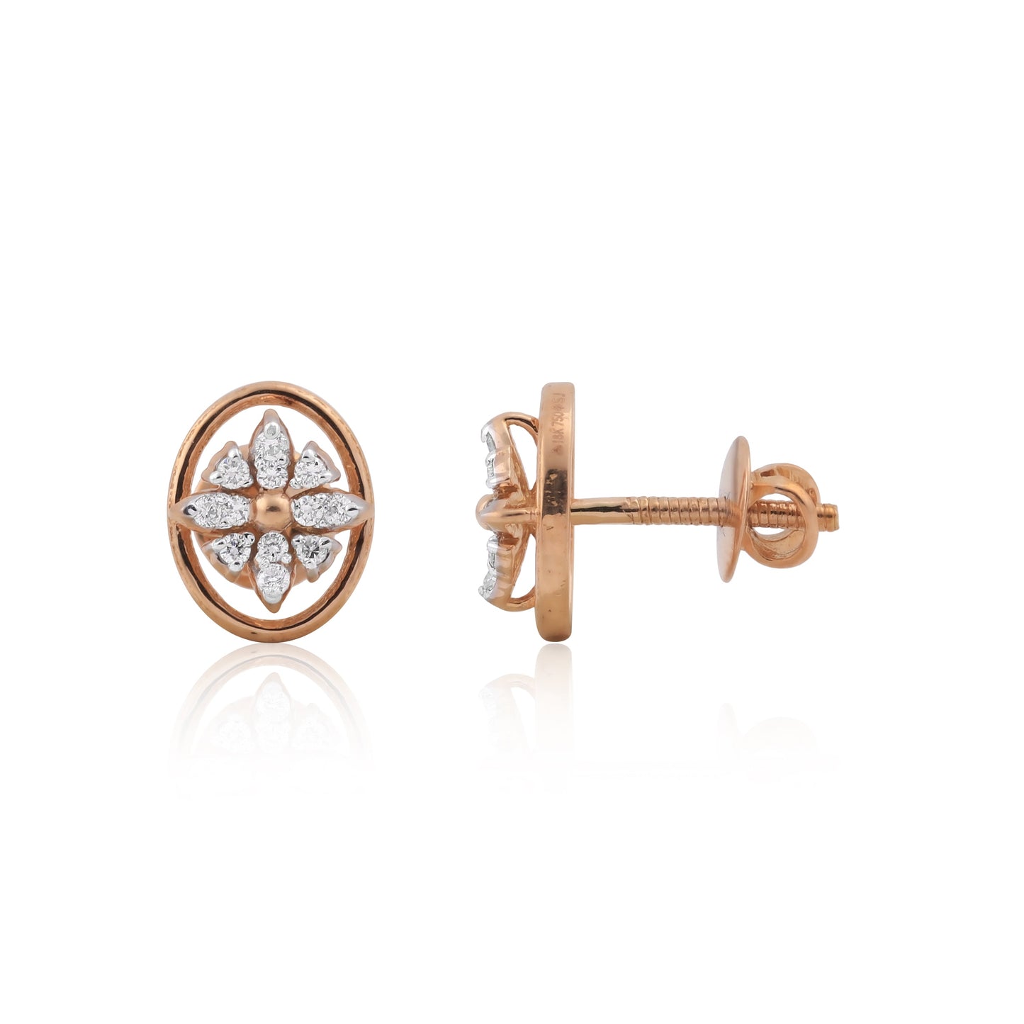 0.58 Ct.18KT Rose Gold Pendant And Earrings Set with Natural Diamonds, IGI Cert