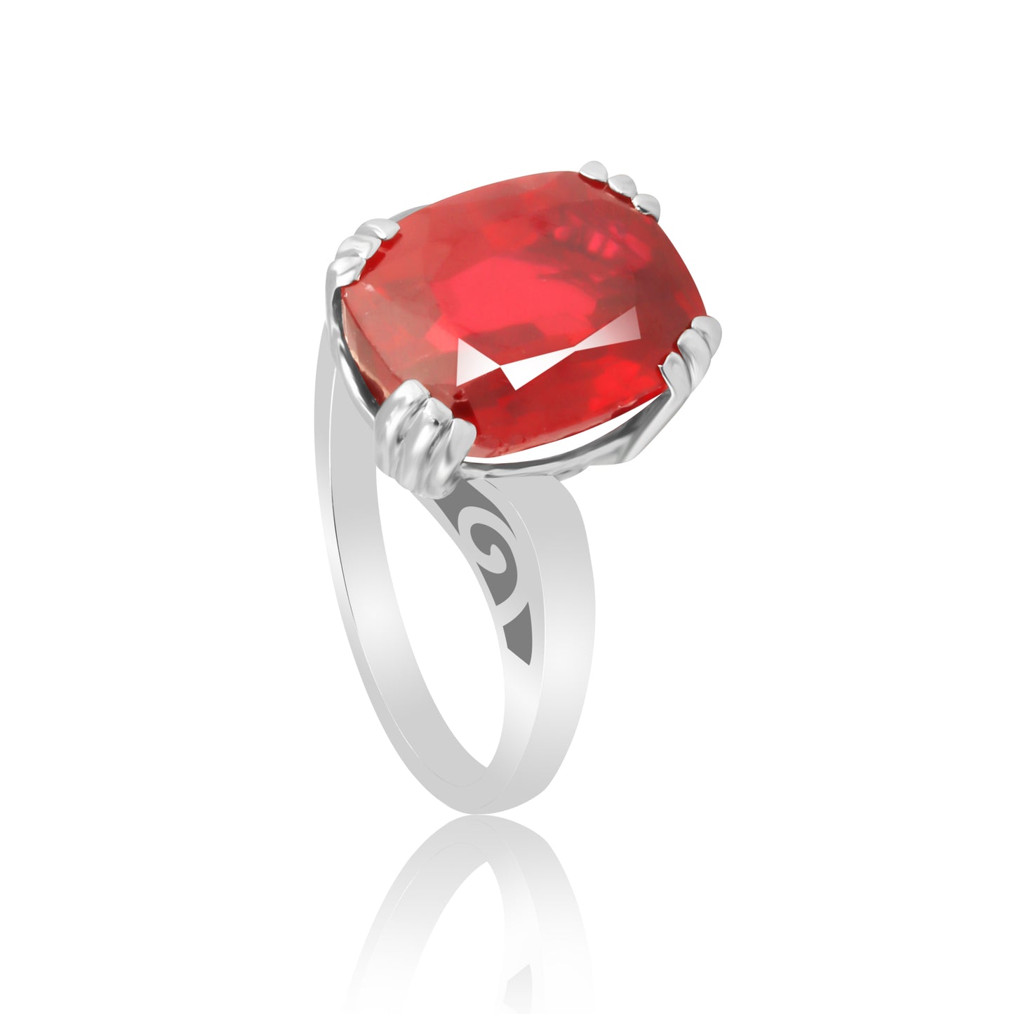 7 Ct. Certified Natural Cushion Cut Red Ruby 925 Sterling Silver Ring